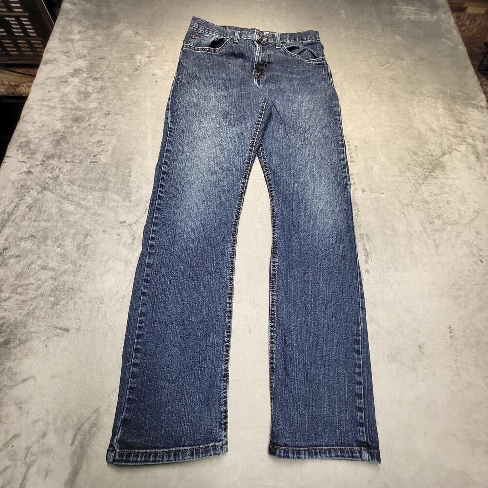 Wrangler Jeans Mens 30x30 Blue Slim Straight Stretch Denim Medium Wash